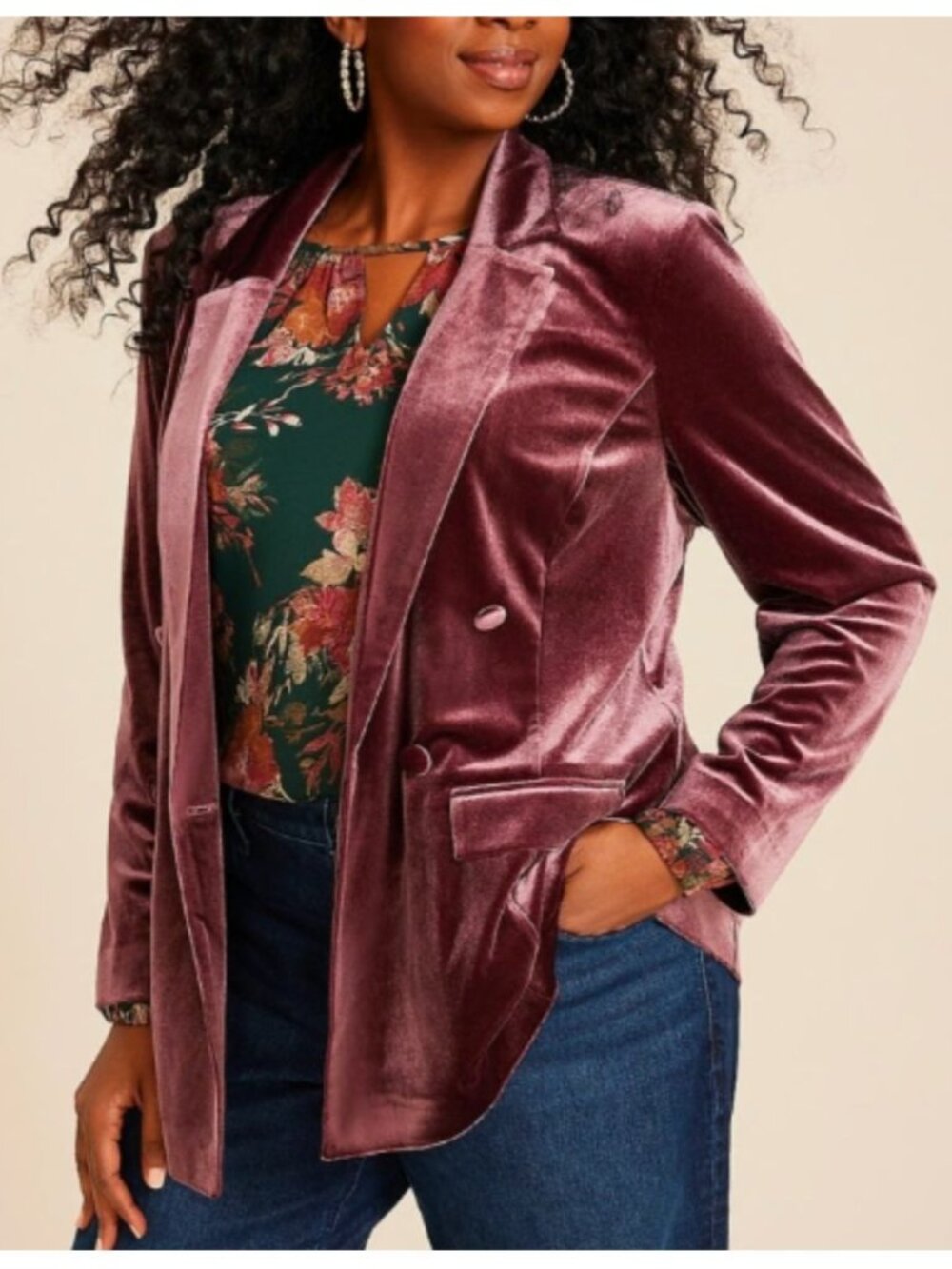 Maurices NWT Plum Velvet Double Breasted Blazer XL
